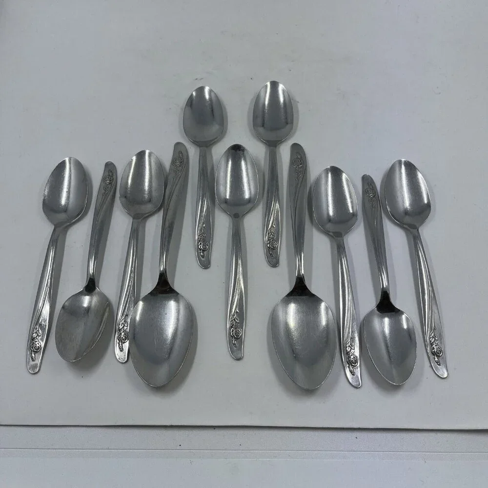 Oneida‎ Roseanne Flatware 2 Oval Soup Spoon 9 Teaspoon Set Stainless